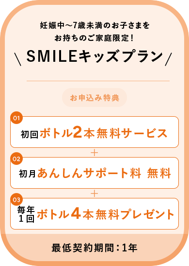 妊娠中～7歳未満のお子さまをお持ちのご家庭限定！ SMILEキッズプラン